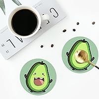 Drink Coasters Set of 6 Avocado Leather Coasters Spill Protection for Table Desk Cute Drink Coasters for Cup Heat Resistant Coffee Coasters for Wooden Table Desk Kitchen Office