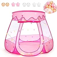 Ball Pits for Toddlers 1-3 with 50 Balls, Pop Up Princess Tent with Star Lights for 6 12 18 Months Babies, Baby Girl Toys for 1 2 3 Year Old Birthday Gift, Kids Play Tent with Carry Bag Indoor|Outdoor