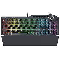 Rosewill Mechanical Gaming Keyboard, 15 RGB Backlit Modes, 2-Port USB Passthrough, Media Keys and Multifunctional Volume Dial, Magnetic Wrist Rest, Tactile and Clicky Blue Switches - NEON K90 RGB