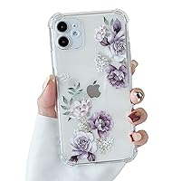 DEFBSC Soft Case Compatible with iPhone 11, Clear Floral Flower Pattern Print Design Flexible TPU Shockproof Cover for Women Girls,Flower Protective Phone Case 6.1