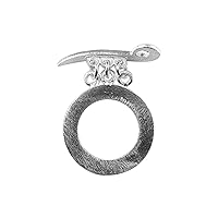 Silver Overlay Simple Round Shape Brushed Chip Ring & Sword Shap Bar Toggle TSF-182-26MM