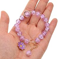 Elegant Crystal Flower Beaded Bracelet for Women Strand Beaded Bracelet Jewelry Strawberry Daisy Flower Wristband Chain