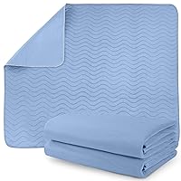Utopia Bedding Waterproof Incontinence Bed Pads 34 x 52 Inches (Pack of 2, Blue), Washable and Reusable Underpads for Adults, Elderly and Pets, Absorbent Protective Pads