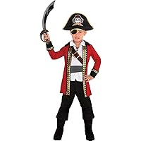 Pirate Captain Costume Set for Toddler (3-4) - Includes Hat, Jacket with Attached Shirt, Pants, & Boot Covers - Perfect for Themed Parties & Halloween Celebrations