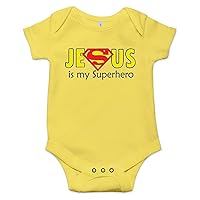 Jesus is my Superhero Christian Baptism Religious Baby Bodysuit Newborn Onesie