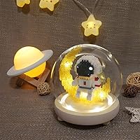 Building Blocks Astronaut Model with LED Light & Glass Globe, STEM Building Toy, Micro Blocks for Kids or Adult Gifts, Spaceman on The Moon Mini Blocks Set DIY Bricks Toys 368Pieces