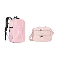 MOSISO Camera Backpack Bag Case, DSLR/SLR/Mirrorless Photography Camera Bag 15-16 inch Waterproof Hardshell Case & Camera Messenger Bag Crossbody Shoulder Bag Compatible with Canon/Nikon/Sony, Pink