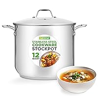 NutriChef 12-Quart Stainless Steel Stock Pot - 18/8 Food Grade Stainless Steel Heavy Duty Induction - Large Stock Pot, Stew Pot, Simmering Pot, Soup Pot with See Through Lid, Dishwasher Safe - NCSP12