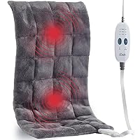 Weighted Heating Pad for Neck and Shoulders,Full Body Electric Heating Pads for Back with 2 Massager,3 Heat Levels,3 Vibration Settings,9 Relaxing Combinations (12x24 Grey)