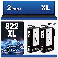 OA100 822XL Black Remanufactured Ink Cartridge Replacement for Epson 822XL Ink Cartridges 822XL Printer Ink for Workforce Pro WF-3820 WF-4830 WF-4833 WF-4820 WF-4834 WF-3823 (822XL Black, 2-Pack)