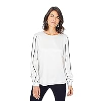 Foxcroft Women's Bacall Long Sleeve Piping Detail Blouse