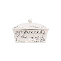 Creative Co-Op Country Stoneware Butter Dish with Lid, 