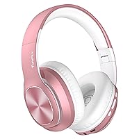 Wireless Bluetooth Headphones Over Ear, 80H Playtime, 3EQ Sound Modes, HiFi Stereo Headphones with Deep Bass, Foldable Bluetooth 5.3 Headphones for Smartphone/PC/Computer-Rose Gold