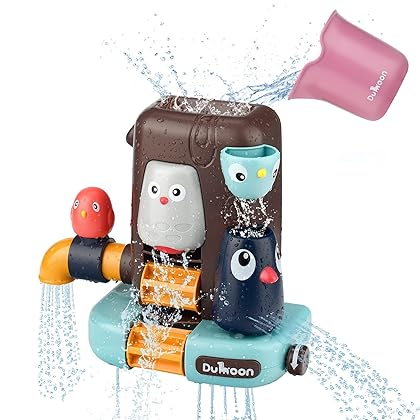 TI-TOO Baby Bath Toys, Bathtub Bath Toys Shower for Toddler 1 2 3 4 Years Old, Water Sprinkler Waterfall Bath Toy with Strong Suction Cups, Bathroom Playset Gift for Infant Kids Girls and Boys