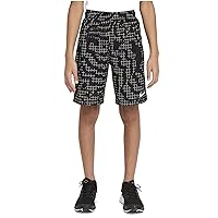 Nike Big Boys Dri-Fit Printed Training Shorts (Medium, Black/Barely Volt)