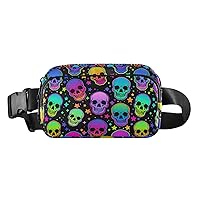 Skull Fanny Pack for Women Belt Bag Lightweight Crossbody Bags Waterproof Waist Pouch for Traveling Walking Running Hiking Cycling