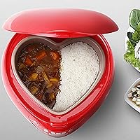 Peach Heart Shape Rice Cooker Smart 300W Rice Cooker 1.8L, Portable 6 in 1 Rice Cooker with Preset Timer and Thermostat,B