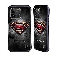 Head Case Designs Officially Licensed Justice League Movie Man of Steel Superman Logo Art Hybrid Case Compatible with Apple iPhone 15 Pro Max