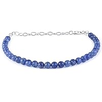Tanzanite Bracelet, 925 Sterling Silver Tanzanite Beads Bracelet, Blue Tanzanite Gemstone Bracelet, Plain Round Beads Bracelet, Natural Tanzanite Bracelet
