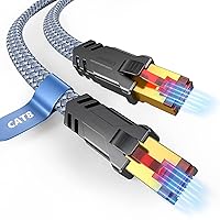 Snowkids Cat 8 Ethernet Cable 15 FT and 10FT, Flat High Speed Ethernet Cable, 40Gbps, 2000Mhz Braided High Duty Long Ethernet Cable, Gold Plated RJ45 Connector for Modem/Router/PS3/4/5/Gaming/PC