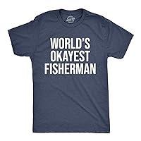 Mens Worlds Okayest Fisherman Tshirt Funny Fathers Day Fishing Tee