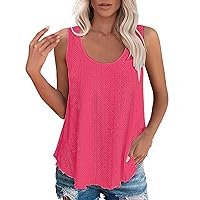 Womens Tank Tops Basic Solid Color Casual Flowy Summer Sleeveless Crewneck Loose Fit Basic Casual Tops