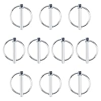 6/25” Lynch Pin, 10 Pcs Carbon Steel Linch pins with Ring Heavy Duty Quick Release L-Pin Lock for Bike Boat Farm Tractors Trailers Trucks (Dia 6mm*Length 45mm)