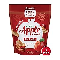 Gourmet Nut Simple Slices Organic Baked Apple Chips, USA Grown Apples, No Added Sugar, Red Apples, 3.5oz bags, Pack of 3, 10.5oz total