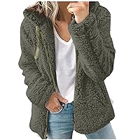 PVCS Womens Fleece Winter Jacket Long Sleeve Lapel Zip up Jacket Fuzzy Winter Warm Casual Coats Comfy Wool Coats with Pockets