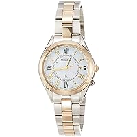 Seiko Watch SSQV066 Women’s Watch, Lukia Lady Gold Solar Radio, Titanium Model, White Butterfly Dial with Diamonds, Sapphire Glass, Enhanced Waterproof for Daily Life (10 ATM), Gold