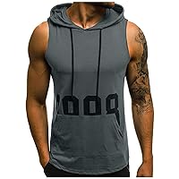 Men's Workout Hooded Tank Tops Casual Summer Sleeveless Athletic Shirts Gym Hoodie for Men Muscle Hooded Tanks