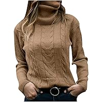 Women's Turtleneck Cable Knit Sweater Trendy Pullover Jumper Casual Fall Winter Warm Knitwear Sweaters Tops