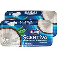 Clorox Scentiva Disinfecting Wet Mop Pad, Disposable Mop Heads, Coconut and Waterlily, 2 Packs, 24 Wet Refills Per Pack (Package May Vary)