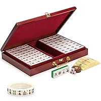 Yellow Mountain Imports Mahjong Bundle - Classic Chinese Mahjong Game Set, “Emerald” and Mahjong Mini-Tiles Stretchy Bracelet