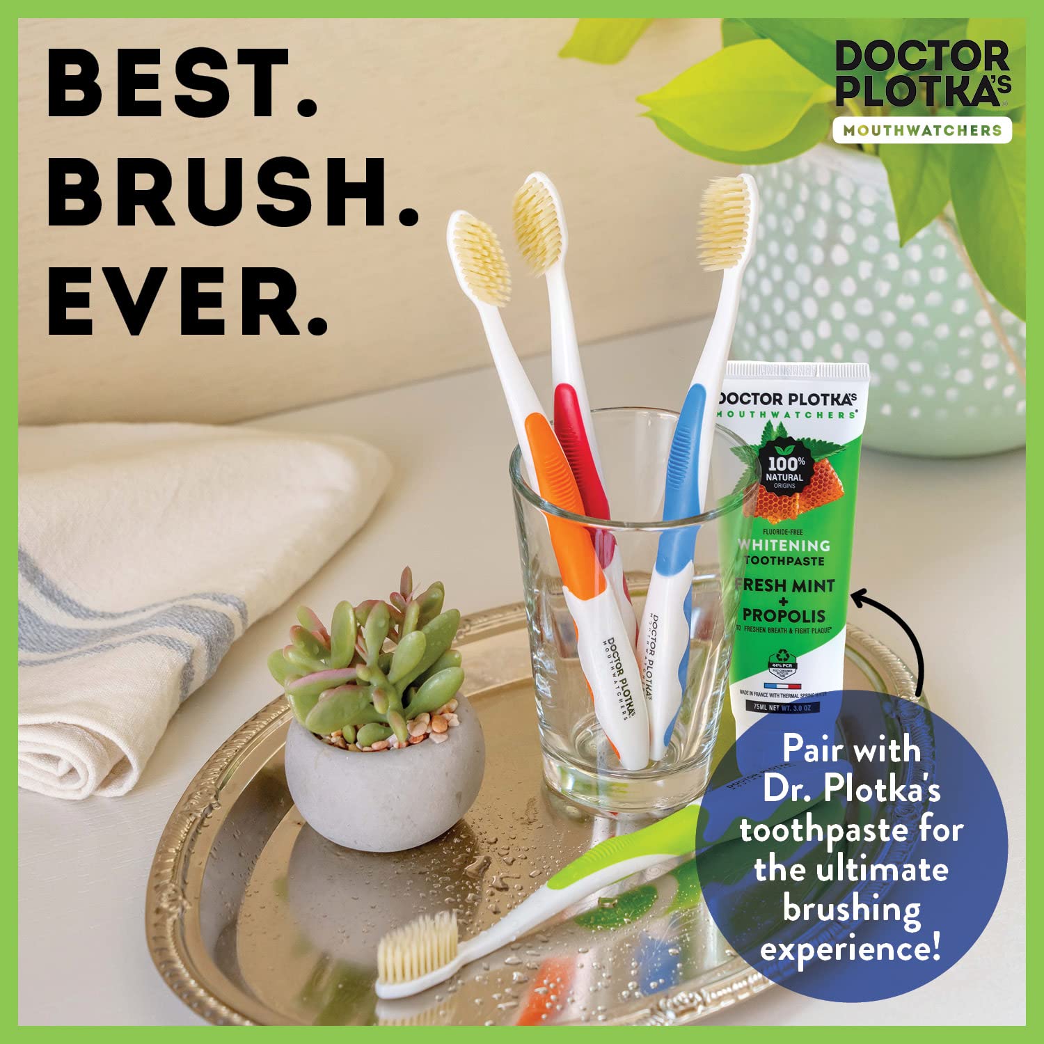 MOUTHWATCHERS - Manual Toothbrushes - Clean Teeth for Adult - 4 Count - Floss Bristle Silver - Invented by Doctor Plotka's - Variety