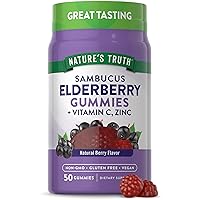 Sambucus Black Elderberry Gummies | 50 Count | with Vitamin C and Zinc | Natural Berry Flavor | Vegan, Non-GMO, Gluten Free | Extract Gummies for Adults | by Nature's Truth