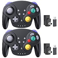 2 Pack 2.4 GHz Wireless NGC Switch Online Controller, GameCube & USB Receiver, Compatible with Windows PC iOS Mac Raspberry Pi Steam GameCube/Switch (Rechargeable) (Plug and Play) (Vibration) Black