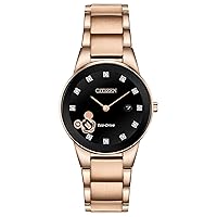 Citizen Eco-Drive Disney Quartz Womens Watch, Stainless Steel, Mickey Mouse, Rose Gold-Tone (Model: GA1056-54W)