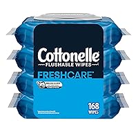Cottonelle Fresh Care Flushable Wet Wipes, Adult Wet Wipes, 4 Flip-Top Packs (42 Wipes per Pack), 168 Total Flushable Wipes
