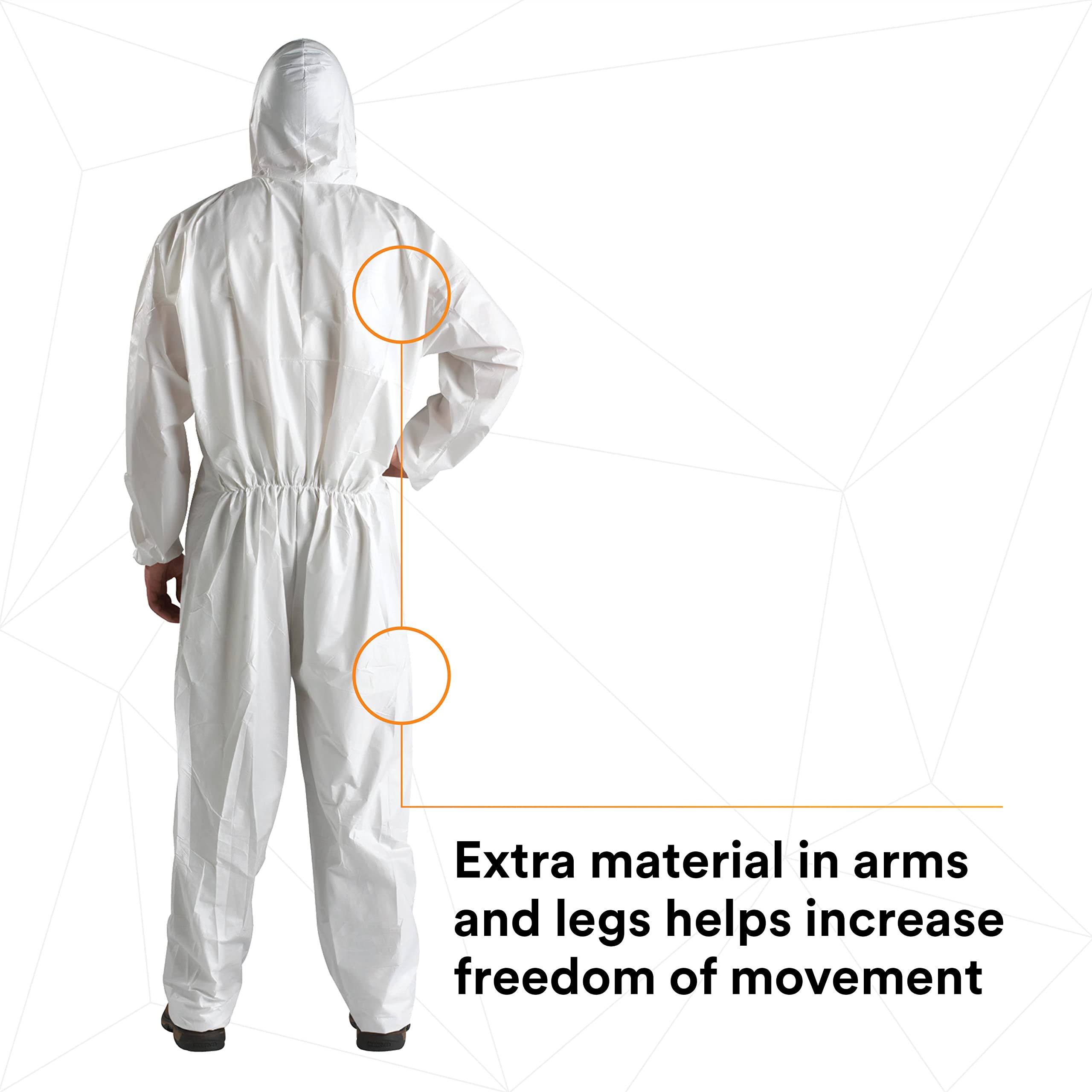 3M Protective Disposable Coveralls, Bulk Pack of 25 White Coveralls, Hooded with Elastic Cuff, Two-way Zipper, Antistatic Protection, XL, 4510-BLK-XL