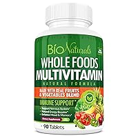 Whole Foods Multivitamin For Men & Women with 100+ Nutrients – Vitamins A B C D E, Minerals, Herbs, Omega 3, Probiotics, Organic Extracts – No GMOs, No Gluten, 100% Vegan – 90 Count