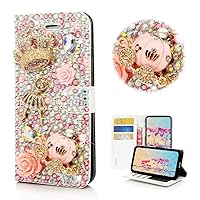 STENES Bling Wallet Phone Case Compatible with iPhone 11 Pro - Stylish - 3D Handmade Crown Ballet Pretty Girl Pumpkin Car Flower Leather Cover Case - Pink