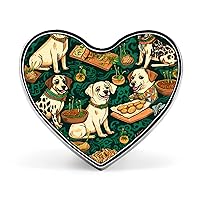 Dogs Eating Pizza Funny Heart Badge Brooch Pin Button Lapel Tie Pins Decoration for Men Women