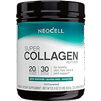 NeoCell Super Collagen Powder, 20g Collagen Peptides per Serving, Gluten Free, Keto Friendly, Non-GMO, Grass Fed, Paleo Friendly, Healthy Hair, Skin, Nails & Joints, Unflavored, 1.3 Lbs.