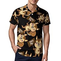 Cute Chipmunk Men's Polo Shirt Short Sleeve Sport Shirts Casual Golf T-Shirt for Work Fishing