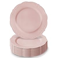 Silver Spoons Disposable DINNERWARE Plates | Vintage Collection PC, 10 Count (Pack of 1), Blush