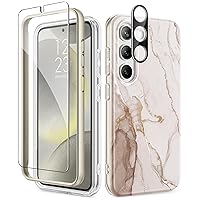GVIEWIN Designed for Samsung Galaxy S24 Plus Case, [4 in 1 Full-Body Protection][Military Grade Drop Tested] Marble Shockproof Protective Phone Cover for S24 Plus 6.7