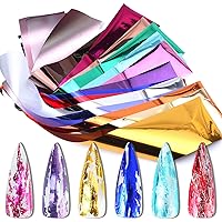 14 Colors Metallic Nail Foil Transfer Stickers Nail Art Accessories Holographic Effect Nail Foils Supply Gold Silver Matte Transfer Foils Nail Decals for Women Girls Manicure Tips Decoration