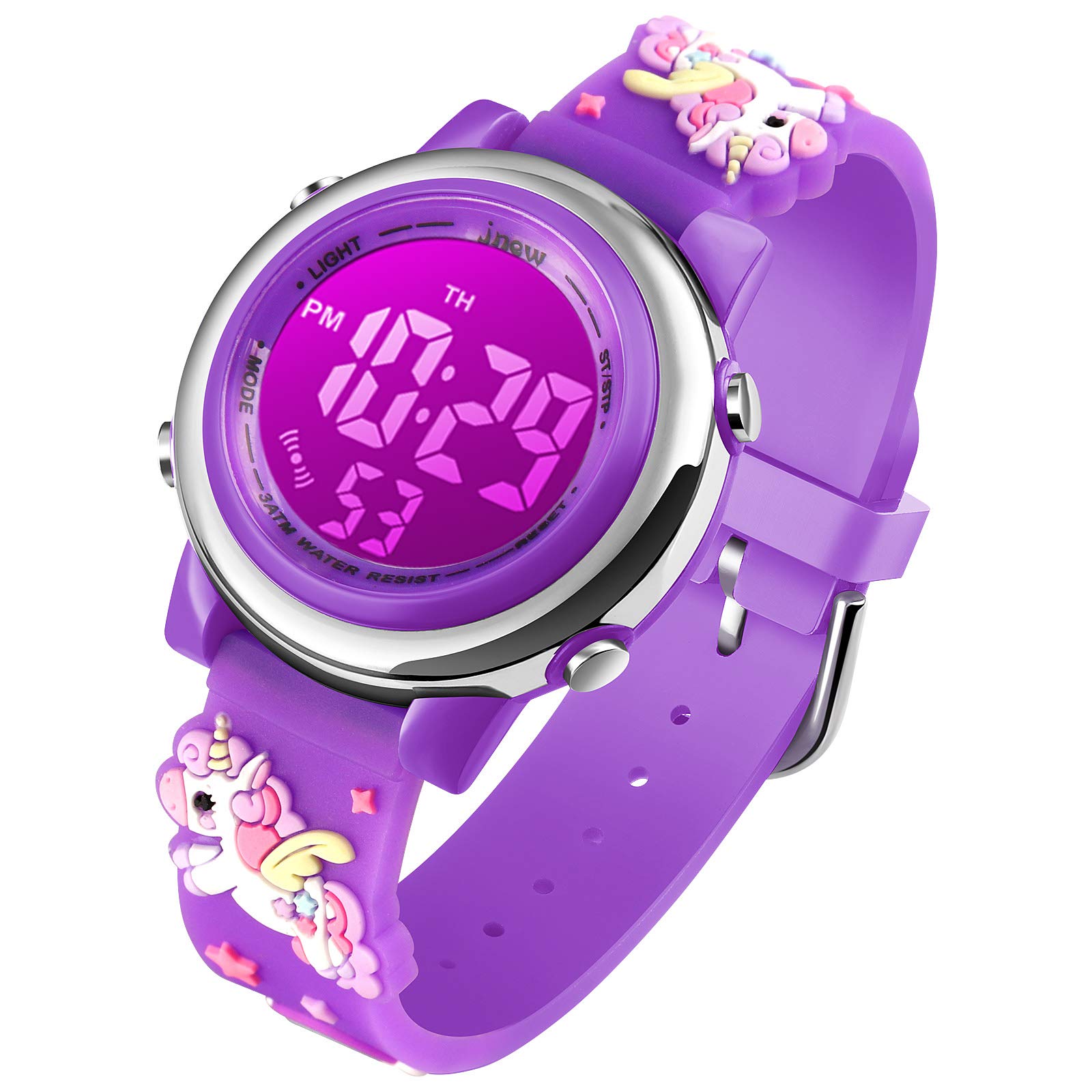 cofuo Girls Digital Watch Age 3-12 for Gifts, 3D Cartoon Waterproof Sports Outdoor LED Electrical Watches with Luminous Alarm Stopwatch Toddler Wristwatch