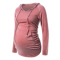 Maternity Shirts for Women - Gifts for Pregnant Womens Soft Comfortable Ruffle Sleeves Peplum Pregnancy Hooded Shirt